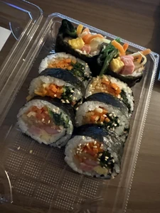 Dinner on January 15, 2024, eaten around 8:45 P.M. at home by myself. I bought kimbap.