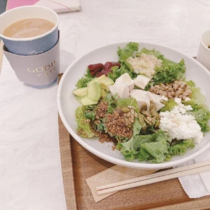 Lunch from yesterday. I ate a salad inside a train station while I waited for my friend's train to arrive.