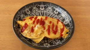 Lunch eaten on January 9, 2024, at 12:30 P.M. I prepared omurice at home and ate it by myself.