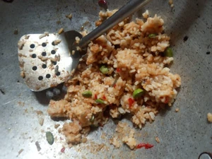 Lunch eaten on Friday, January 19, 2024, at 11:47 A.M. I ate at home with my brother. My younger sister prepared Indonesian fried rice for me.