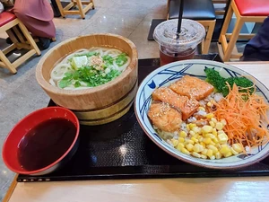 Had this meal for lunch with friends last weekend in a restaurant at a mall. I had salmon teriyaki over rice and soba noodle soup.