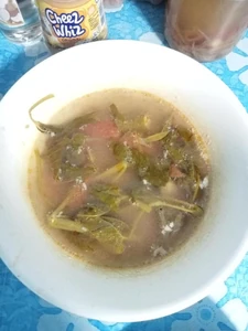 I ate lunch which is sinigang (soup) and I ate it alone.