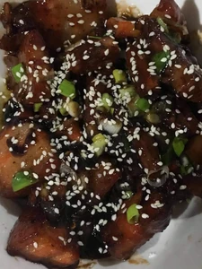 Chicken with sesame seeds eaten last week with my family.