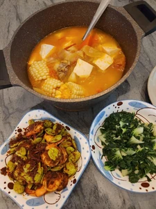 This meal was for dinner. It was taken during dinner time around 6:30 P.M. The photo was taken on the dining table. This was for a usual family dinner with my spouse and children. The meal is a home cooked meal, and it was taken for others to look at healthy home cooked options.