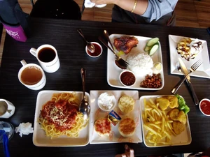 This is a lunch photo with my family from about 3 months ago. I took it in a restaurant.