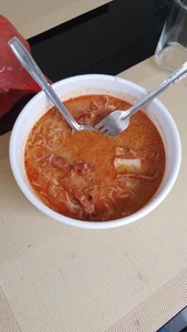 It was my lunch on January 23, 2024, at 1:00 P.M. I was having it at home by myself. I had curry laksa (also known as curry laska mee) from Kuala Kubu Bahru.